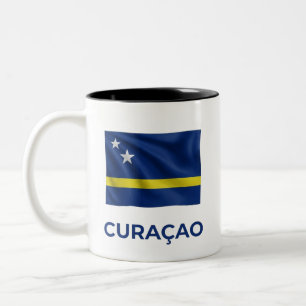 Tasse 2 Couleurs Drapeau Simple de Curaçao Fierté Quotidienne