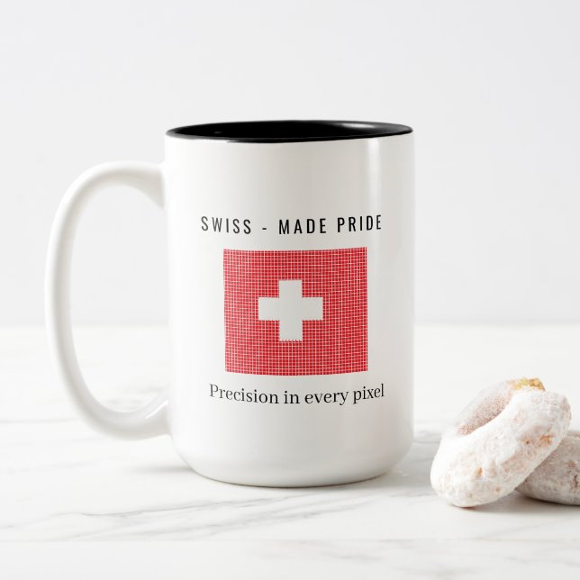 Tasse 2 Couleurs Drapeau suisse (Avec donut)