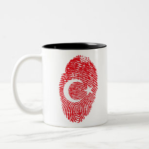 Tasse 2 Couleurs Drapeau Turquie Empreinte d'empreintes digitales I