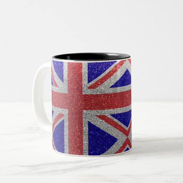 Tasse 2 Couleurs Drapeau Union Jack Londres Parties scintillant bri (Devant gauche)