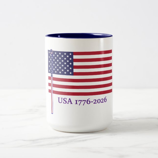 Tasse 2 Couleurs Drapeau USA 1776-2026 Anniversaire (Centre)