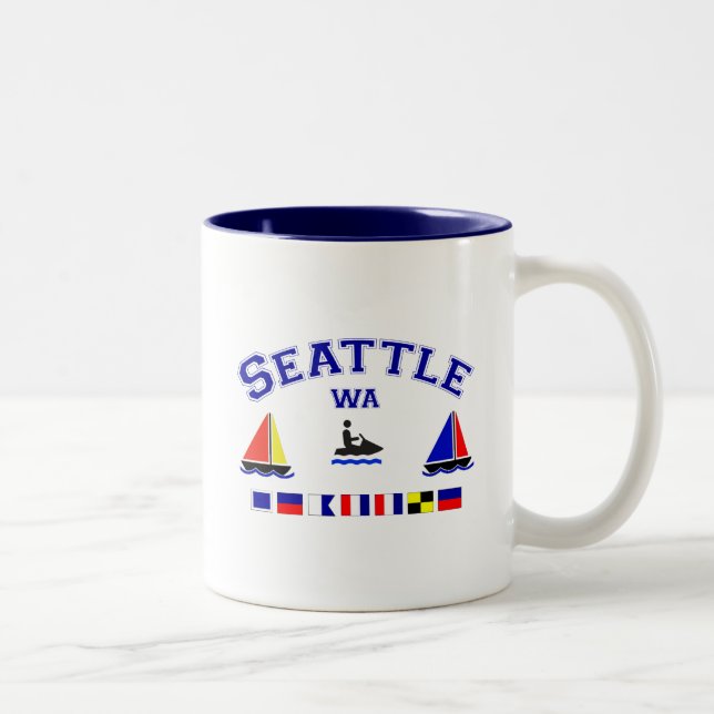 Tasse 2 Couleurs Drapeaux de signal de Seattle WA (Droit)