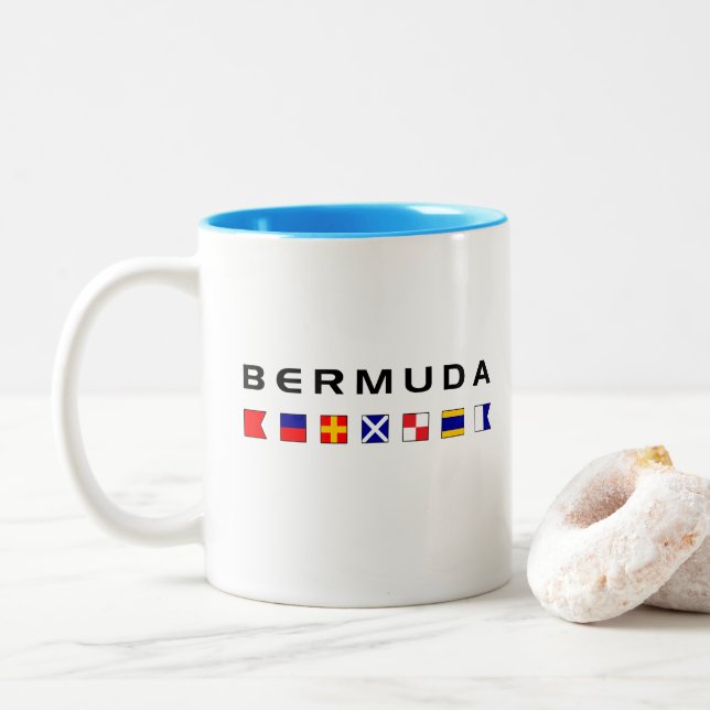 Tasse 2 Couleurs Drapeaux des signaux marins des Bermudes Couleur c (Avec donut)
