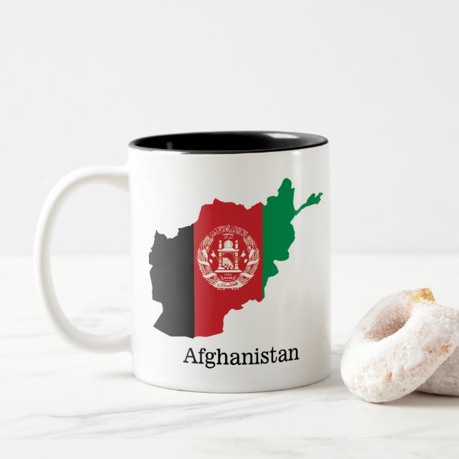 Tasse 2 Couleurs Drapeaux et pays Afghanistan (Avec donut)