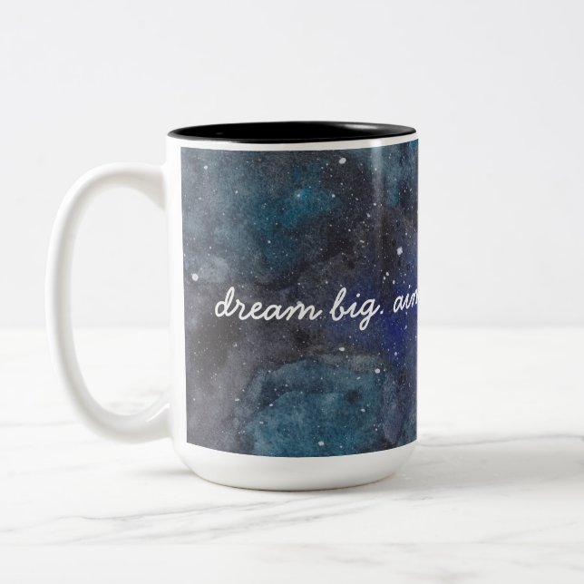 Tasse 2 Couleurs Dream Big Inspirational Galaxy en bleu (Gauche)
