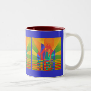 Tasse 2 Couleurs Dreamboat Un Câble Cubiste Aux Couleurs Primaires