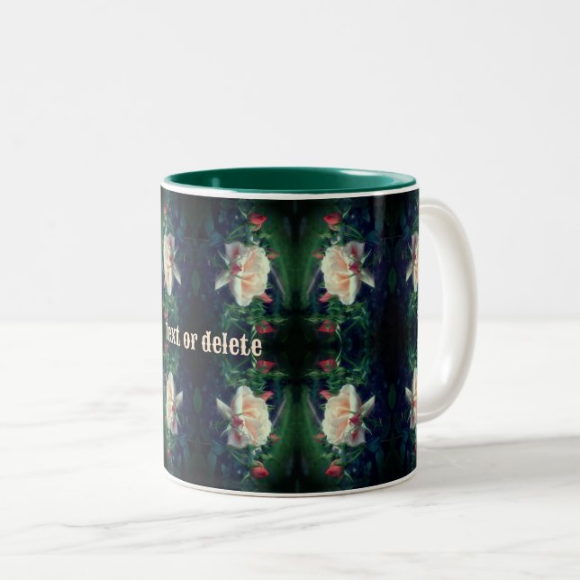 Tasse 2 Couleurs Dreamy Peach Rose Et Buds Abstrait Personnalisé (Devant droit)