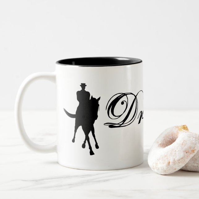 Tasse 2 Couleurs Dressage Cheval Et Rider Silhouette (Avec donut)