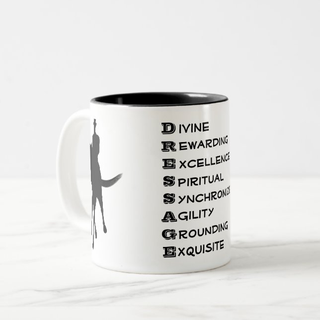 Tasse 2 Couleurs Dressage Est Cheval Et Rider Silhouette (Devant gauche)