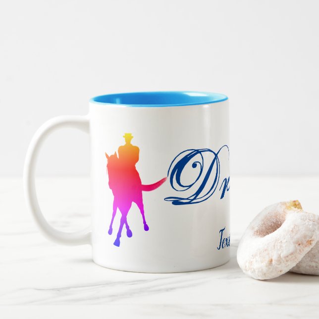 Tasse 2 Couleurs Dressage Horse Rider Couleur Silhouette Personnali (Avec donut)