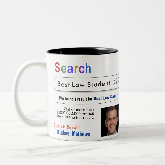 Tasse 2 Couleurs Droit étudiant drôle Custom Meilleure recherche Ca (Gauche)