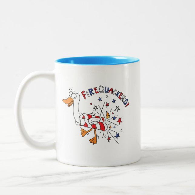 Tasse 2 Couleurs Drôle 4 juillet canard mignon enfants (Gauche)