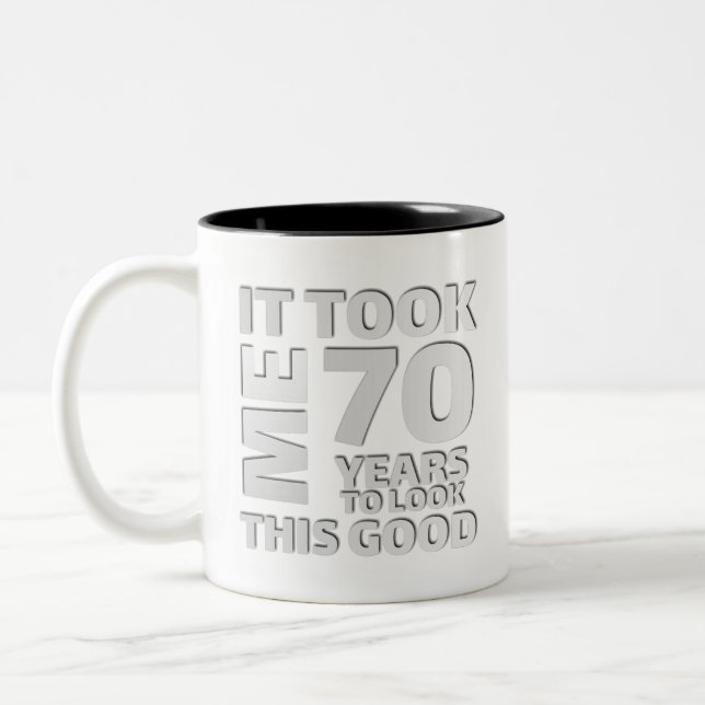 Tasse 2 Couleurs Drôle 70 ans disant citation (Gauche)