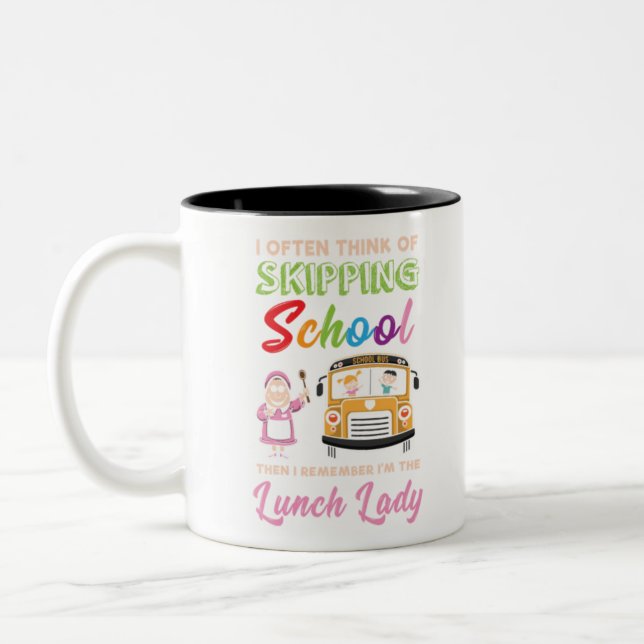 Tasse 2 Couleurs Drôle à l'école Lunch Lady Cadeau (Gauche)
