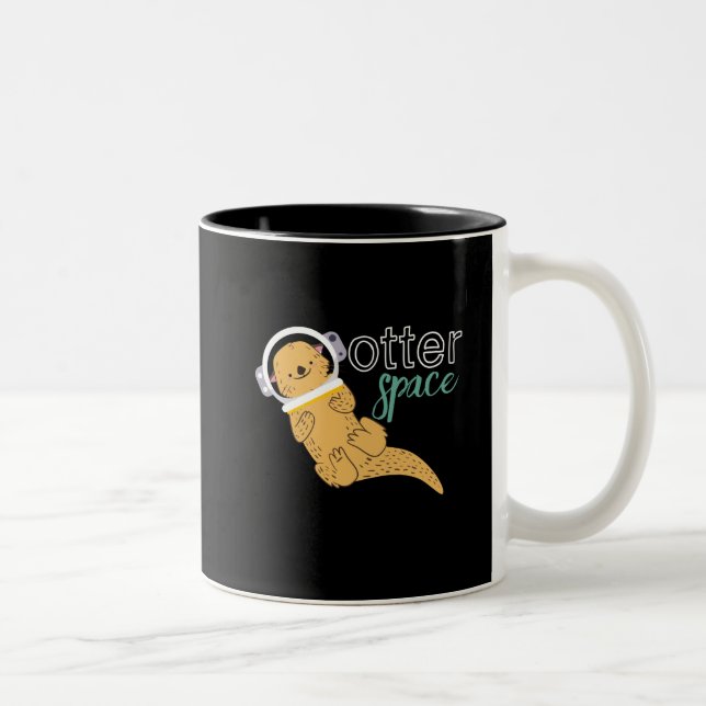 Tasse 2 Couleurs Drôle animal caricature Humour Otter espace (Droit)