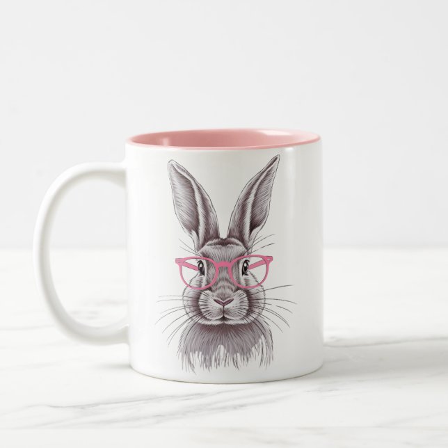 Tasse 2 Couleurs Drôle Bunny mignon Cadeaux de famille Pâques (Gauche)