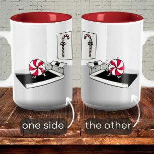 Tasse 2 Couleurs Drôle Cartoon Exercice Poids Sucre de canne Noël