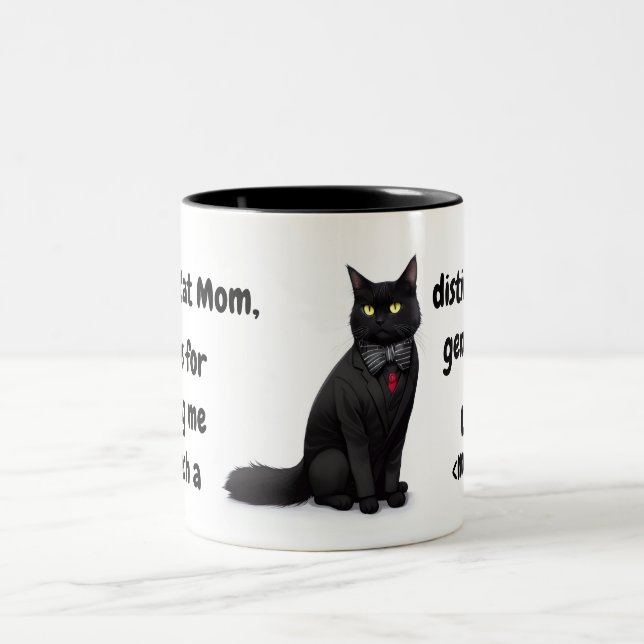 Tasse 2 Couleurs Drôle Cher Cher Chat Maman Citation Chat Noir Pers (Centre)