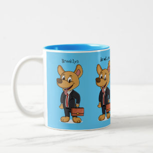 Tasse 2 Couleurs Drôle chien en costume d'entreprise dessin animé