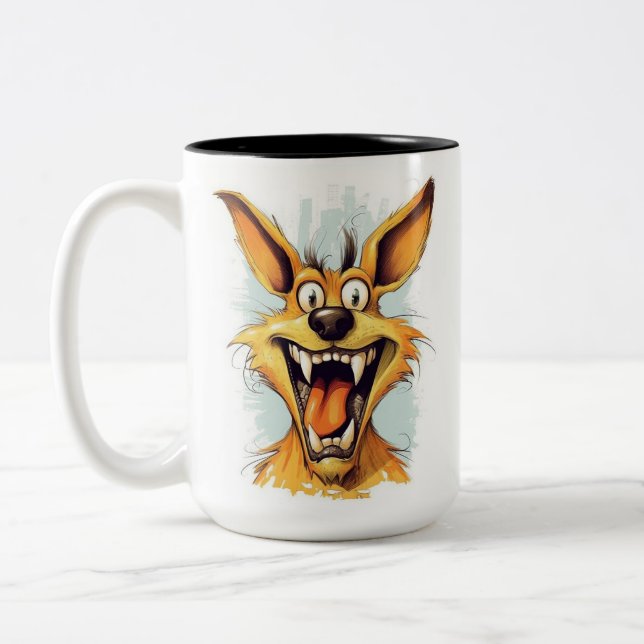 Tasse 2 Couleurs Drôle chien monstre : Bone Gnasher (Gauche)