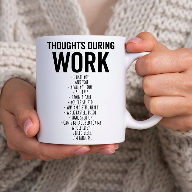 Tasse 2 Couleurs Drôle COLLAGE DE TRAVAIL PENSÉES PENDANT LE COLLAB (Créateur téléchargé)