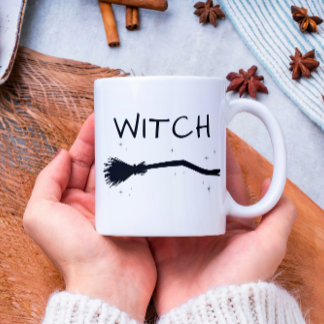 Tasse 2 Couleurs Drôle Cool Minimal Sorcière Halloween Couple