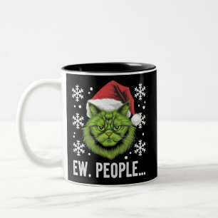 Tasse 2 Couleurs Drôle de chat de Noël Ew personnes amateurs de cha