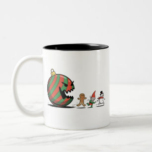 Tasse 2 Couleurs Drôle de Père Noël en pain d'épice de Noël pour fê