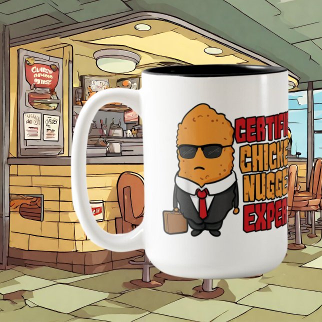Tasse 2 Couleurs drôle de poulet nugget expert ajouter monogramme (Créateur téléchargé)