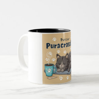 Tasse 2 Couleurs Drôle de "Purrcrasator" Chat Endormi sur Ordinateu
