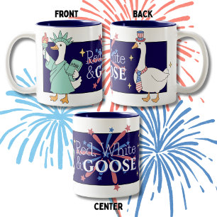 Tasse 2 Couleurs Drôle de rouge, blanc et oie café pour le quatre j