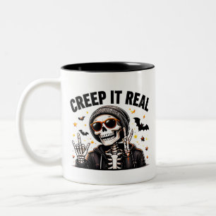 Tasse 2 Couleurs Drôle de squelette cool Halloween Creeper C'est Vr