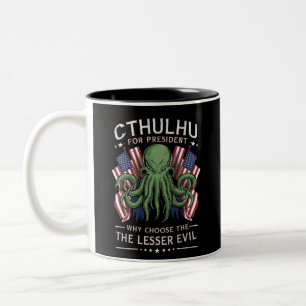 Tasse 2 Couleurs Drôle d'élection 2024 Cthulhu pour Président