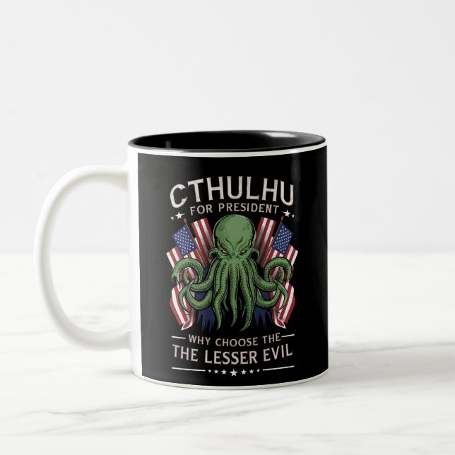 Tasse 2 Couleurs Drôle d'élection 2024 Cthulhu pour Président (Gauche)