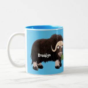 Tasse 2 Couleurs Drôle dessin animé de boeuf musqué