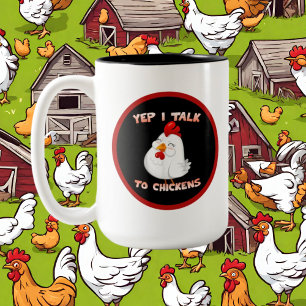 Tasse 2 Couleurs drôle dingue poule dame ajouter du texte