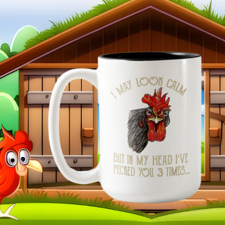 Tasse 2 Couleurs drôle dingue poule dame ajouter du texte