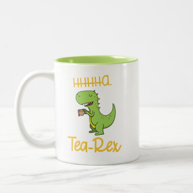 Tasse 2 Couleurs Drôle Dinosaur Tea Rex Tyrannosaurus Anniversaire (Gauche)