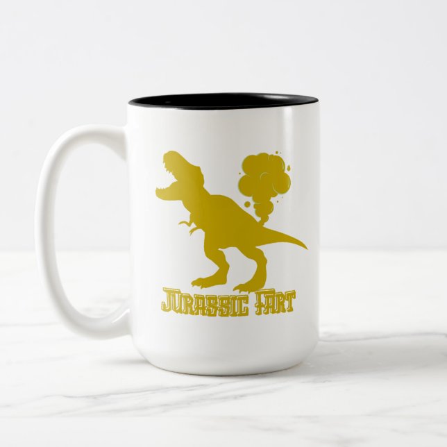 Tasse 2 Couleurs Drôle dinosaure de farce (Gauche)