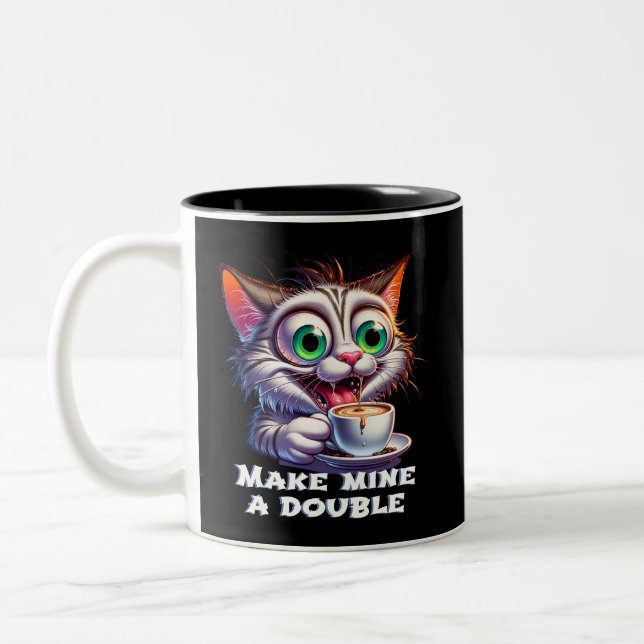 Tasse 2 Couleurs Drôle double esso chat (Gauche)