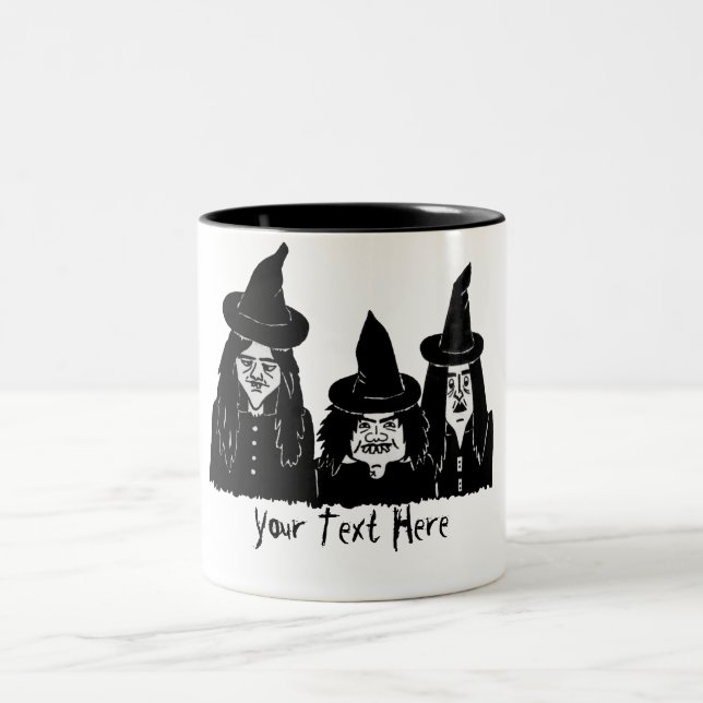 Tasse 2 Couleurs drôle éffrayante sorcière noire effrayante hallowe (Centre)