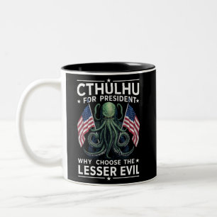 Tasse 2 Couleurs Drôle Élections 2024 Cthulhu Pour Président