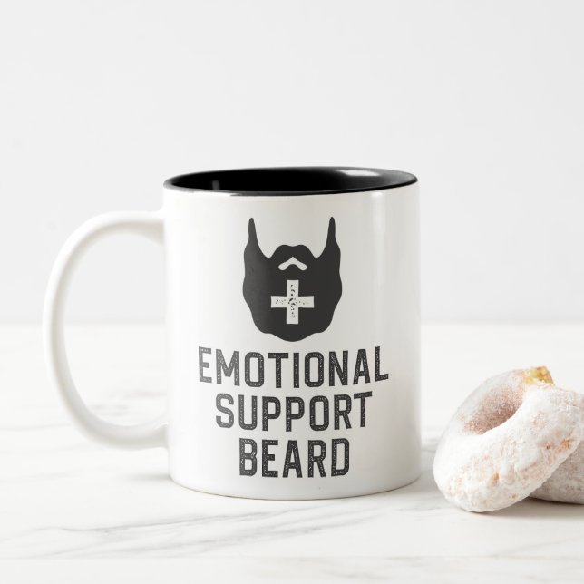 Tasse 2 Couleurs Drôle Homme's Emotional Support Beard Joke Gift (Avec donut)