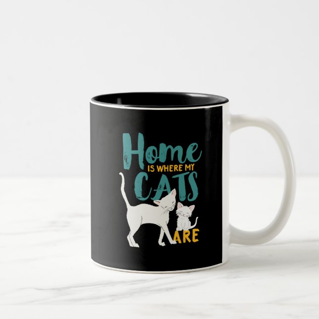 Tasse 2 Couleurs Drôle Humour Chat Maison Est Où Les Chats Sont (Droit)