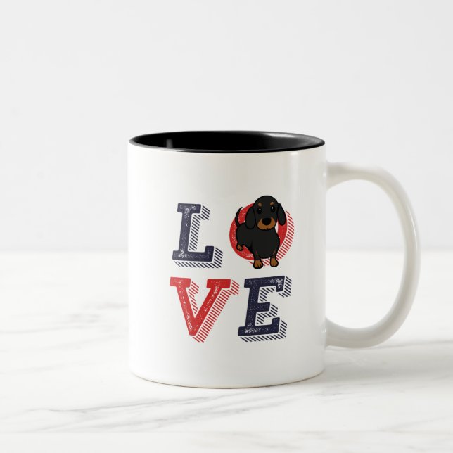 Tasse 2 Couleurs Drôle J'Aime Dachshund J'Aime Mon Chien Puppy Amou (Droit)