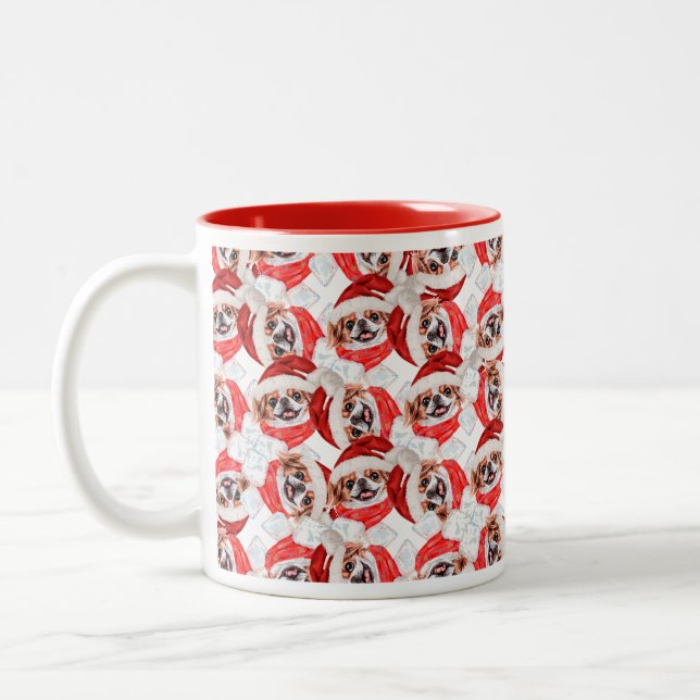 Tasse 2 Couleurs Drôle japonais Chin Motif de Noël (Gauche)