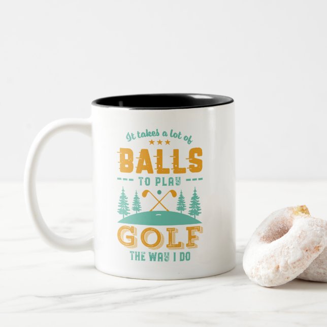 Tasse 2 Couleurs Drôle joueur de golf Golfer Beaucoup de balles jeu (Avec donut)