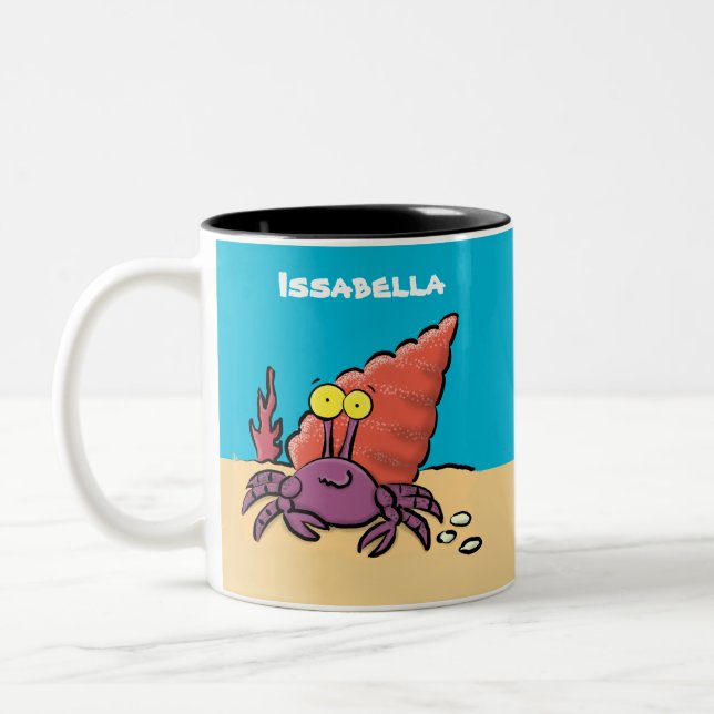 Tasse 2 Couleurs Drôle mignon caricature pourpre crabe ermite (Gauche)