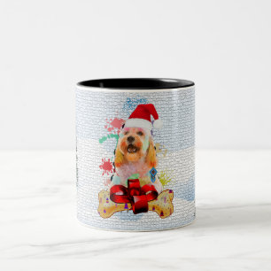 Tasse 2 Couleurs Drôle, mignon Cockapo Chien Joyeux Noël