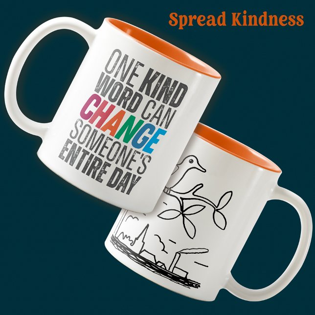 Tasse 2 Couleurs Drôle mignon Devis de changement tendance (Kindness Quote Inspiration Coffee Mug Motivational Uplifting Birthday Holiday Coffee Lovers Gifts)
